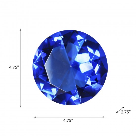 Glass Diamond Decor, 4.75", Blue