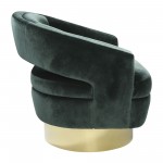 Velveteen Swivel Chair With Gold Base, Green