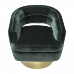 Velveteen Swivel Chair With Gold Base, Green