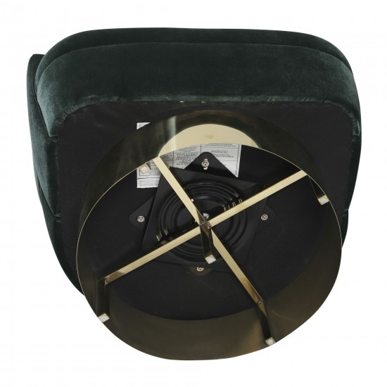 Velveteen Swivel Chair With Gold Base, Green