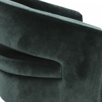 Velveteen Swivel Chair With Gold Base, Green