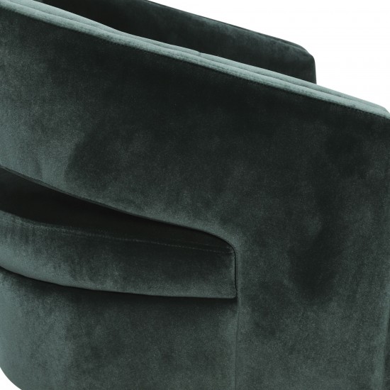 Velveteen Swivel Chair With Gold Base, Green