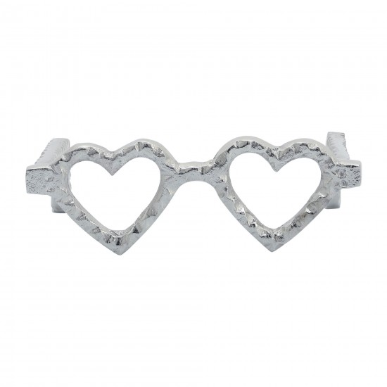 Metal Heart Shaped Glasses, Silver