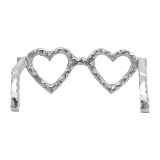 Metal Heart Shaped Glasses, Silver
