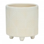 S/2 6/8" Textured Planters, Shiny White