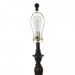 S/3 Polyresin Table And Floorlamps, Brown