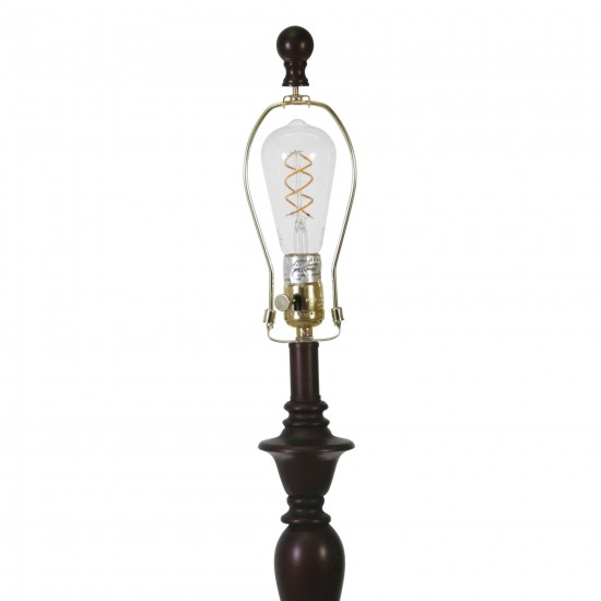 S/3 Polyresin Table And Floorlamps, Brown