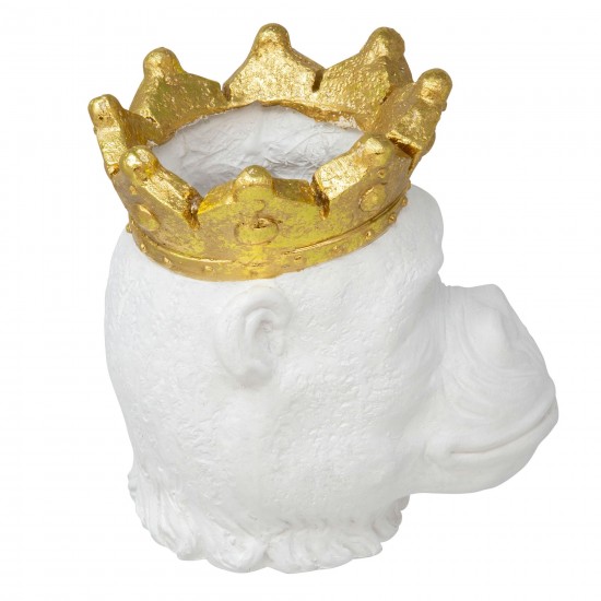 Resin 9" Gorilla W/ Crown, White