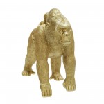 Polyresin 8" Gorilla W/ Baby Figurine, Gold