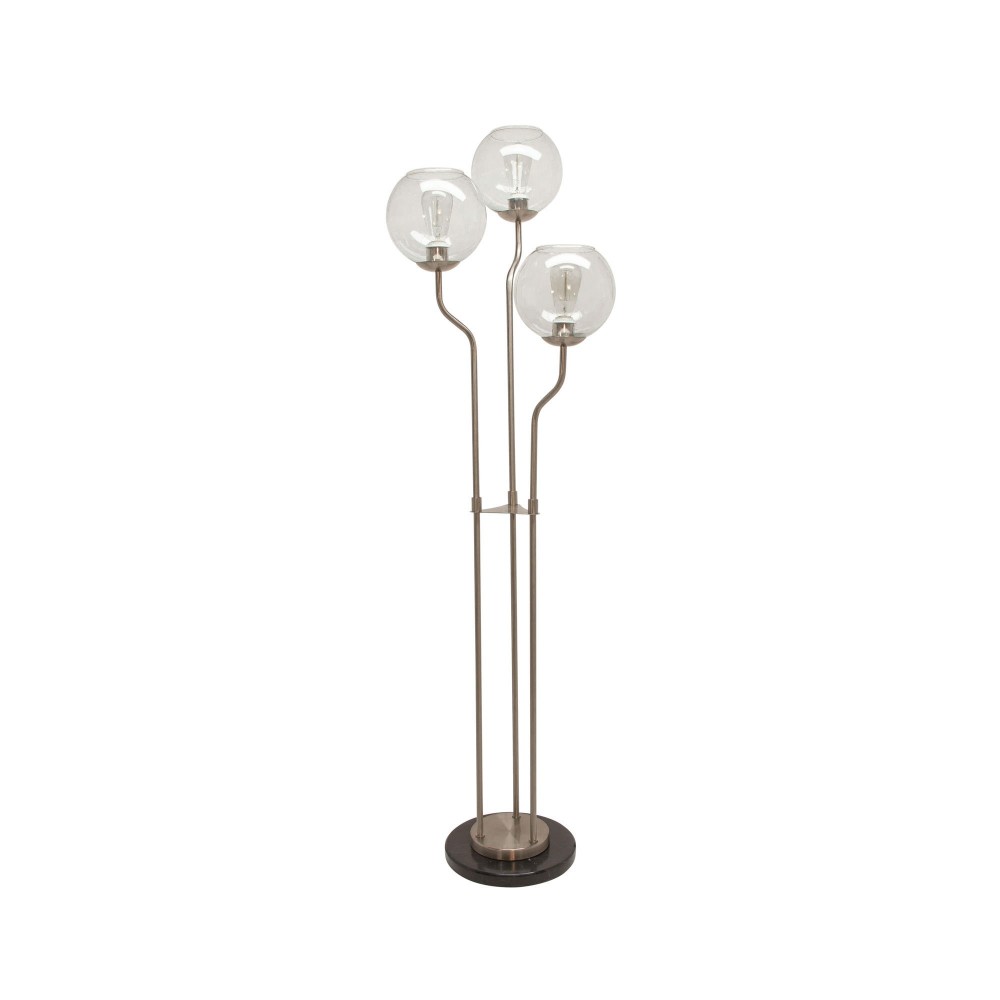 Metal/marble 53" 3 Light Floor Lamp, Silver - Kd