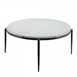 Metal, 34x17" Coffee Table W/ Marble Top, Black Kd