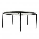 Metal, 34x17" Coffee Table W/ Marble Top, Black Kd