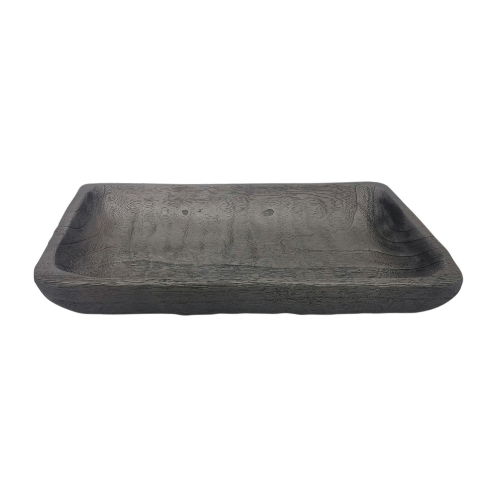 Wood, 16" Rectangular Tray, Black Wood, 16" Rectangular Tray, Black