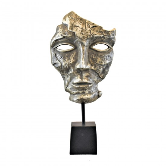 Metal,21"abstract Face Sculpture,aged Clay