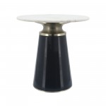 Marble Top, 18"h Nebular Side Table, Blue