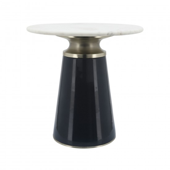 Marble Top, 18"h Nebular Side Table, Blue