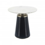 Marble Top, 18"h Nebular Side Table, Blue