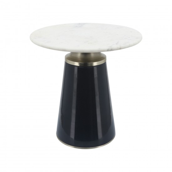 Marble Top, 18"h Nebular Side Table, Blue