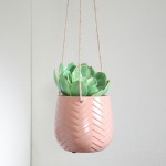 Cer, 6" Chevron Hanging Planter, D.rose