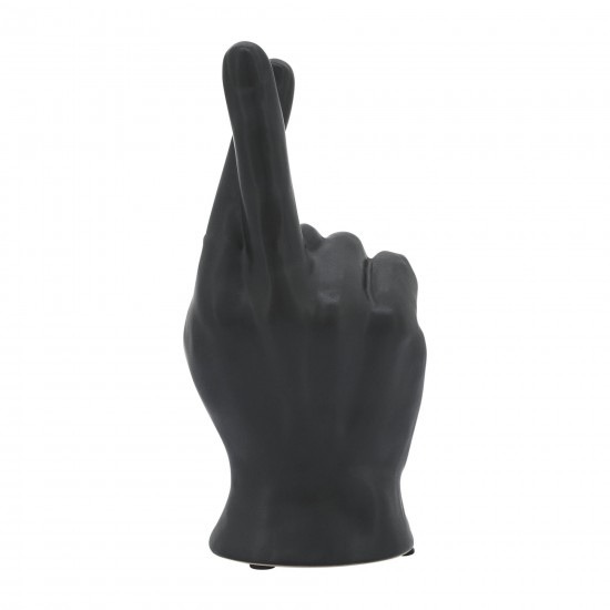 8"h, Crossing Fingers, Black