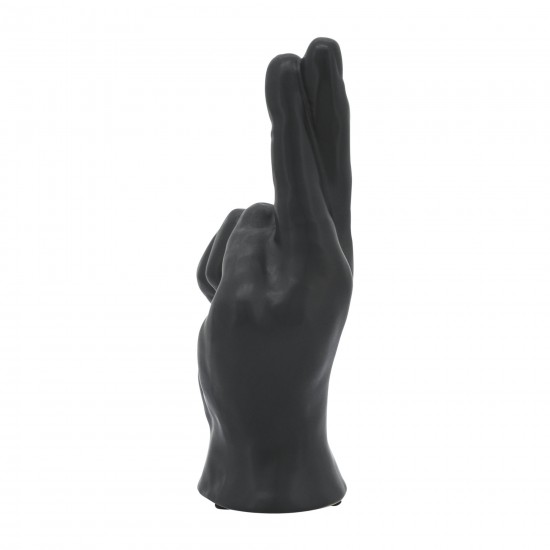 8"h, Crossing Fingers, Black