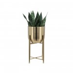 S/3 Metal Planters On Stand 40/30/20"h, Gold