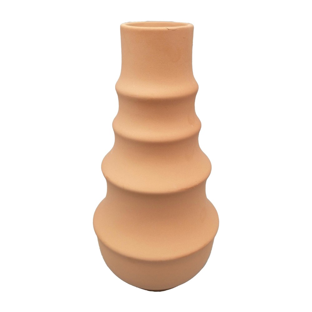 Cer,11",ring Pattern Vase,terracotta