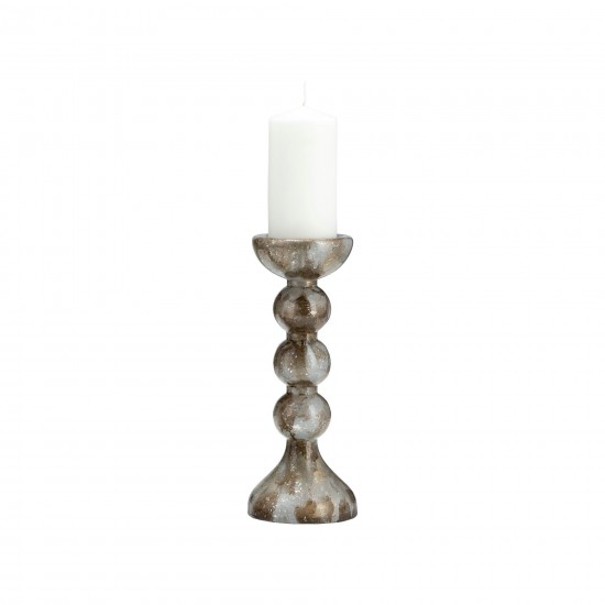 Glass, 13"h, Bubbly Candle Holder, Brown