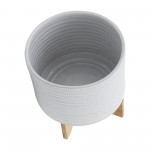 10" Textured Planter W/ Stand, White