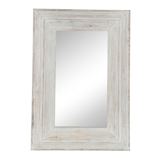 Wood Frame 24 X 36" Wall Mirror, Antique White Wb