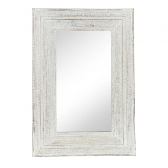 Wood Frame 24 X 36" Wall Mirror, Antique White Wb