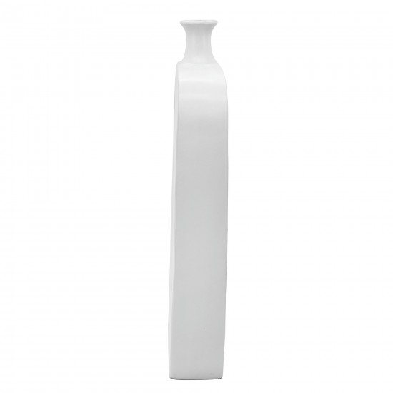 Cer, 24" Vase W/ Cut-out, White