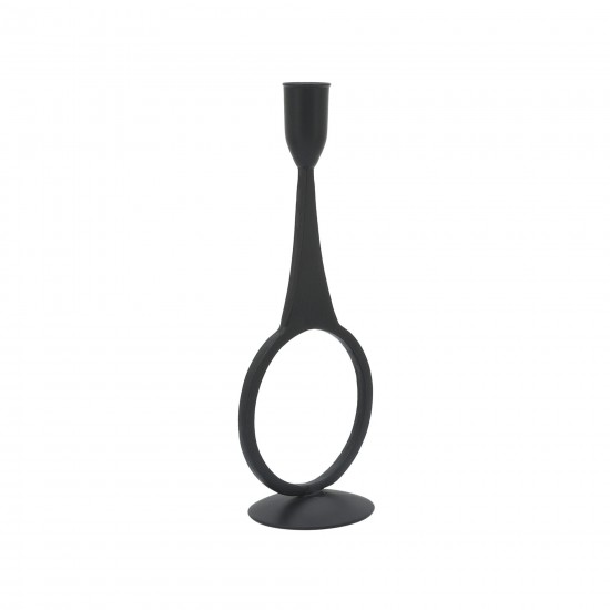 Metal, 10"h Round Taper Candle Holder, Black
