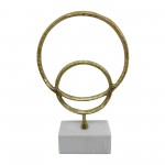 Metal/marble, 21"h Double Ring Accent, Gold