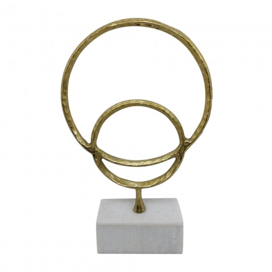 Metal/marble, 21"h Double Ring Accent, Gold