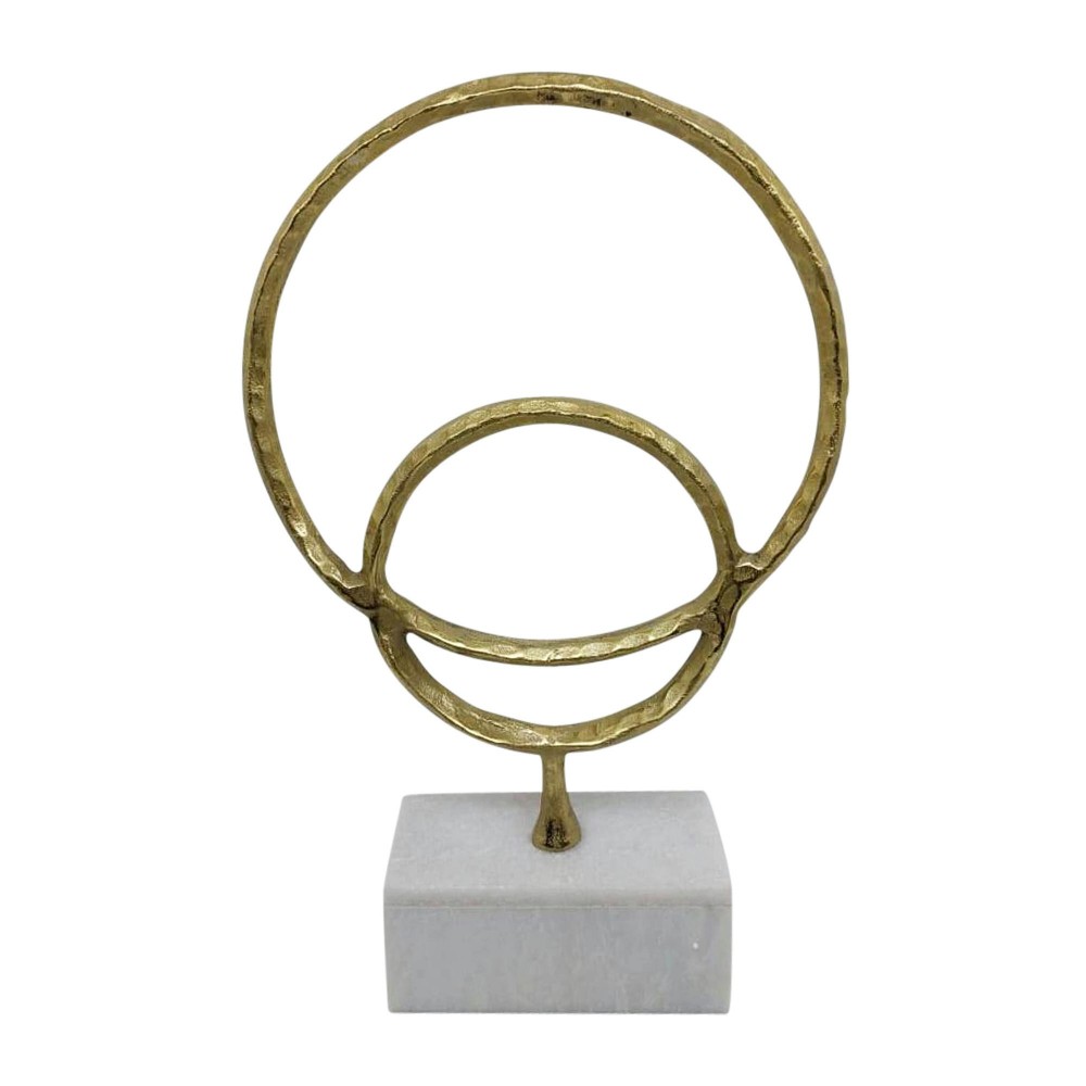 Metal/marble, 21"h Double Ring Accent, Gold Metal/marble, 21"h Double Ring Accent, Gold
