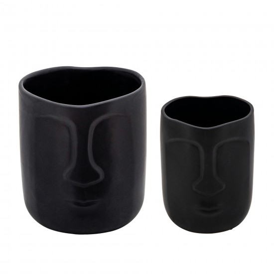 5" Face Vase, Black