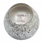 Candle On Silver Crackled Glass 17oz