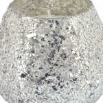 Candle On Silver Crackled Glass 17oz