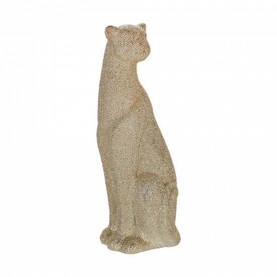 Cer, 12" Leopard Figurine, Champagne