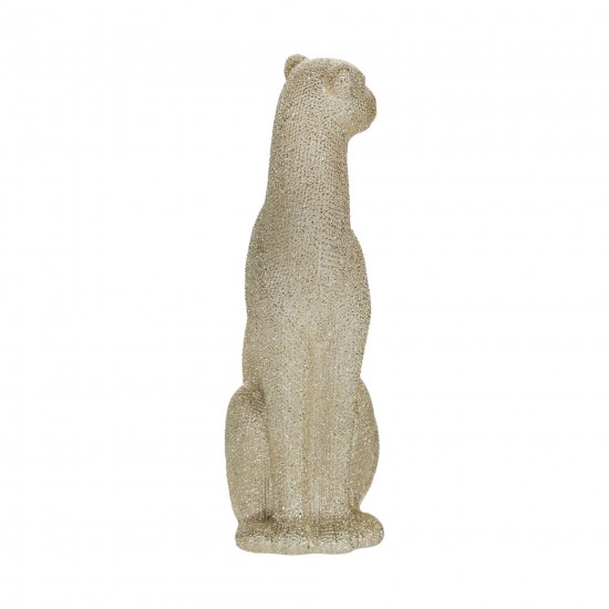 Cer, 12" Leopard Figurine, Champagne