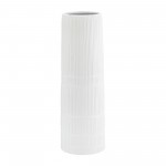 Cer, 18"h Lined Cylinder Vase, White