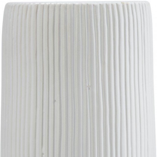 Cer, 18"h Lined Cylinder Vase, White