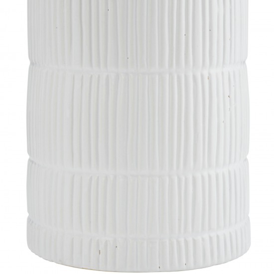 Cer, 18"h Lined Cylinder Vase, White