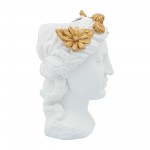 Resin, 16"h Daisies Lady Head Planter, White/gold