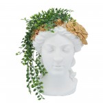 Resin, 16"h Daisies Lady Head Planter, White/gold