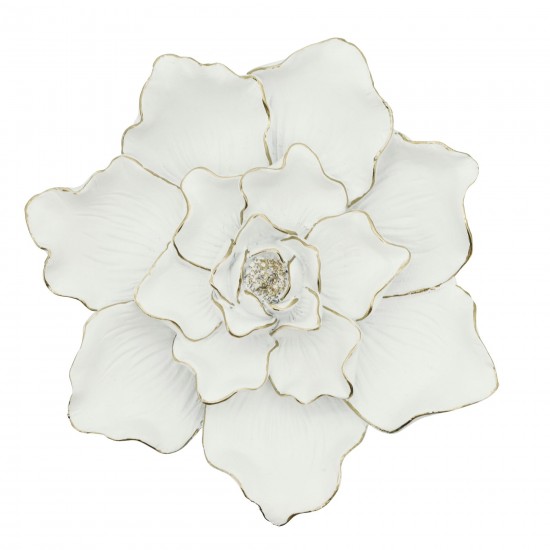 Resin 9" Flower Wall Accent, White