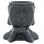 Cer, S/3 7"h Buddha Head Planters, Black