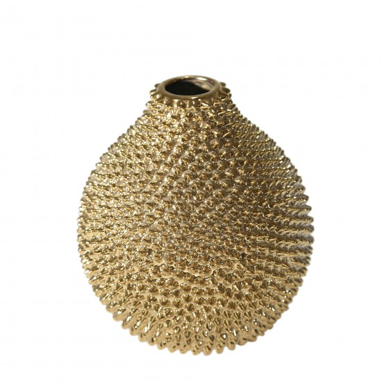 Ec Gold Spiked Ceramic Vase 8"