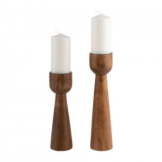 Wood, 12"h Candle Holder, Natural